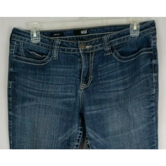 ANA Distressed Whiskered Thick Stitched Dark Wash Jeans Size 14S - Picture 4 of 10